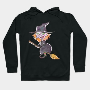 Halloween Witch On a Broomstick Hoodie